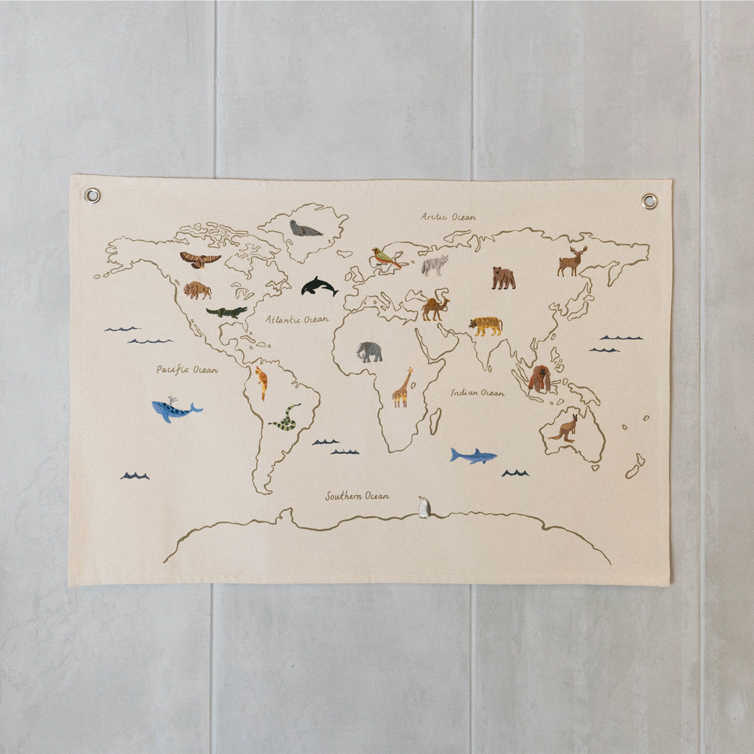The World Textile Map Off-While by Ferm Living